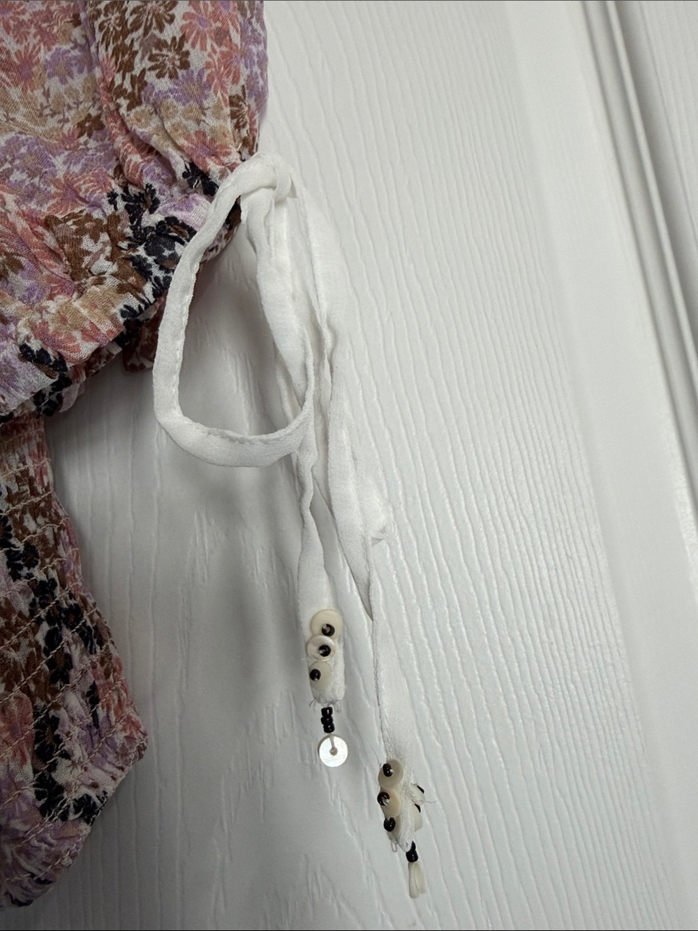 NWT Free People Pink Multi Floral Smocked Peasant Blouse - Picture 8 of 12